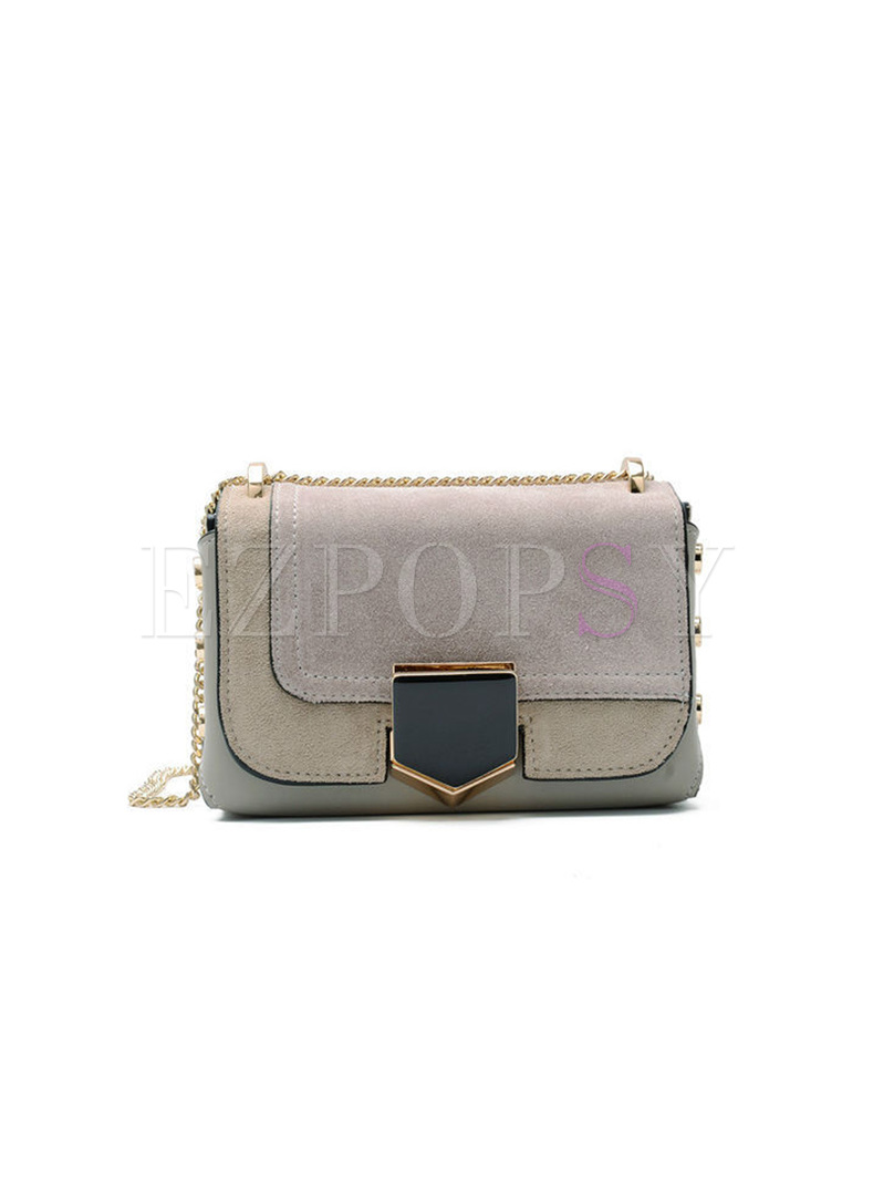Vintage Hit Color Stitching Chain Crossbody Bag